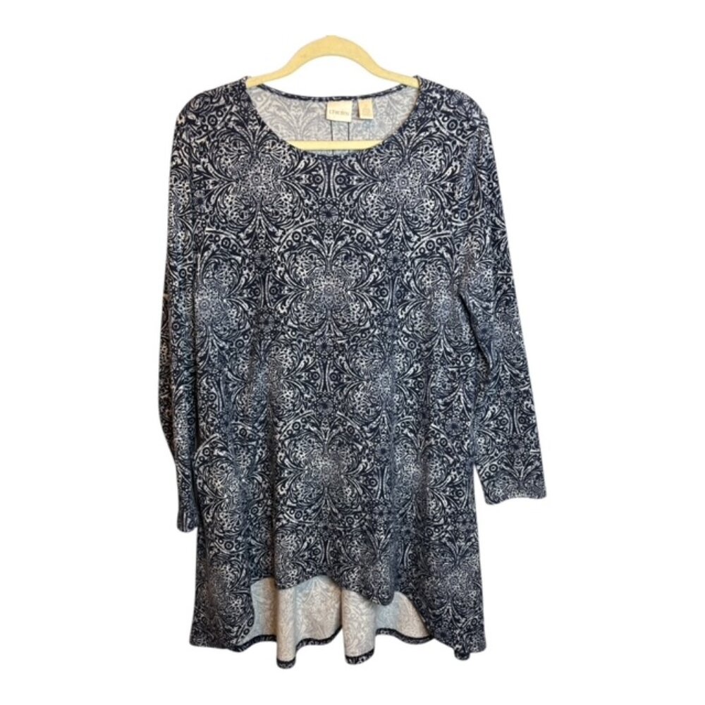 Chico's Sweater Women's Size Large‎ Medallion Button Back Tunic Chicos 2